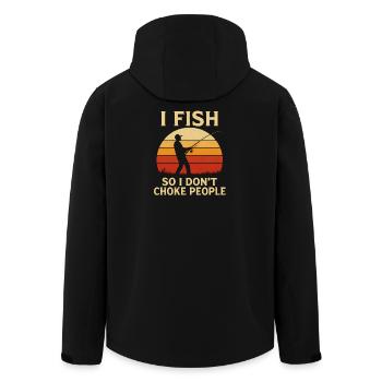 I Fish So I Don't Choke People Angler Spruch Angel - Men’s Recycled Softshell Jacket by Stanley/Stella - black - Back - AI Model Male 185 light (185cm)