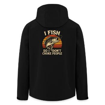 I Fish So I Don't Choke People Angler Spruch Angel - Men’s Recycled Softshell Jacket by Stanley/Stella - black - Back - AI Model Male 185 light (185cm)