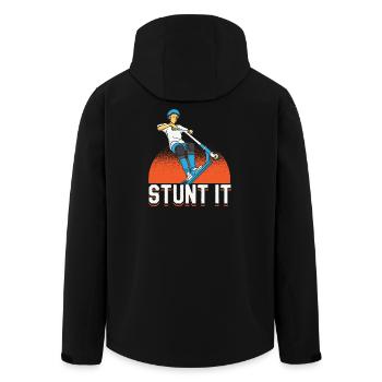 Conception du rider de trick scooter Stunt It - Veste softshell homme en polyester recyclé Stanley/Stella - noir - Dos - AI Model Male 185 light (185cm)