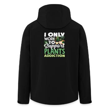 Work to support my plant addiction - Men’s Recycled Softshell Jacket by Stanley/Stella - black - Back - AI Model Male 185 light (185cm)