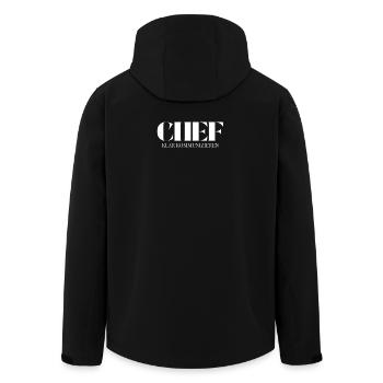 Chef Spruch Klar Kommunizieren - Recycelte Männer Softshell-Jacke von Stanley/Stella - Schwarz - Hinten - AI Model Male 185 light (185cm)