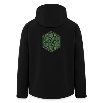 Festival Wear Rave Party Goa Hexagon Mandala Blue - Veste softshell homme en polyester recyclé Stanley/Stella - noir - Dos - AI Model Male 185 light (185cm)