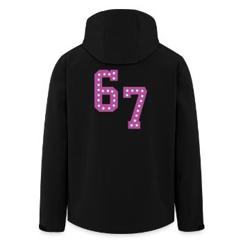 6 7 – Trendiges, minimalistisches Textdesign, - Recycelte Männer Softshell-Jacke von Stanley/Stella - Schwarz - Hinten - AI Model Male 185 light (185cm)