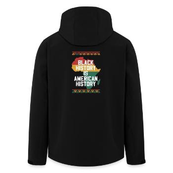 Black History is American History Africa Design - Men’s Recycled Softshell Jacket by Stanley/Stella - black - Back - AI Model Male 185 light (185cm)