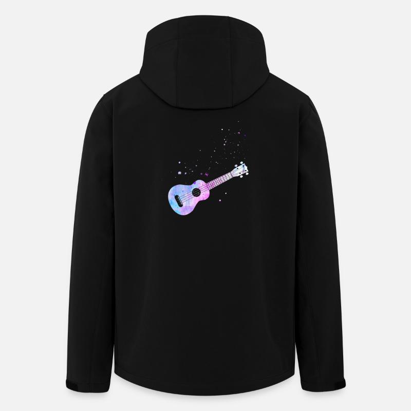 Aquarelle ukulélé hawaïen - Veste softshell homme en polyester recyclé Stanley/Stella - noir