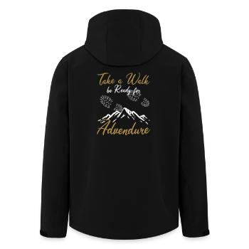 Hiking Hike Vintage Hikers - Men’s Recycled Softshell Jacket by Stanley/Stella - black - Back - AI Model Male 185 light (185cm)