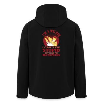 Schweißer Spruch Geschenke Für Metallbauer  - Recycelte Männer Softshell-Jacke von Stanley/Stella - Schwarz - Hinten - AI Model Male 185 light (185cm)