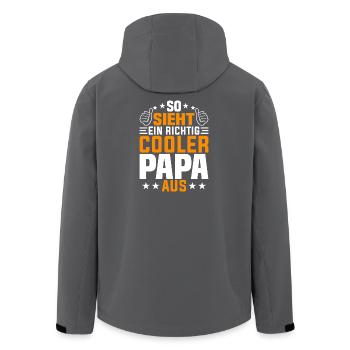 So sieht ein richtig cooler Papa aus - Recycelte Männer Softshell-Jacke von Stanley/Stella - Schwarz - Hinten - AI Model Male 185 light (185cm)