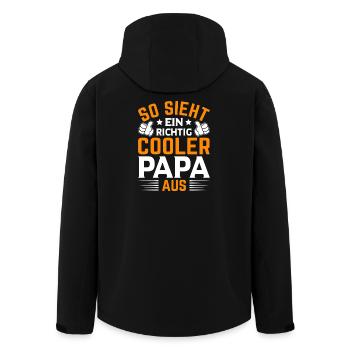 So sieht ein richtig cooler Papa aus - Recycelte Männer Softshell-Jacke von Stanley/Stella - Schwarz - Hinten - AI Model Male 185 light (185cm)