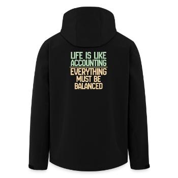 Das Leben ist wie Buchhaltung, alles muss im Gleichgewicht sein - Recycelte Männer Softshell-Jacke von Stanley/Stella - Schwarz - Hinten - AI Model Male 185 light (185cm)