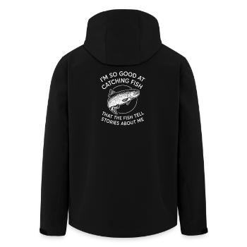 I'm So Good At Catching Fish Angler Saying Fishing - Men’s Recycled Softshell Jacket by Stanley/Stella - black - Back - AI Model Male 185 light (185cm)