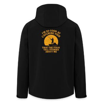 I'm So Good At Catching Fish Angler Saying Fishing - Men’s Recycled Softshell Jacket by Stanley/Stella - black - Back - AI Model Male 185 light (185cm)