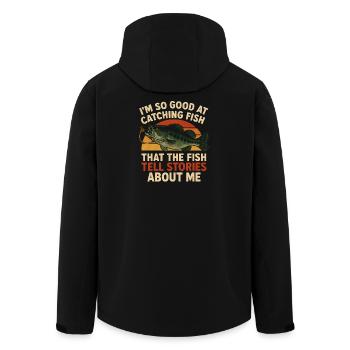 I'm So Good At Catching Fish Angler Saying Fishing - Men’s Recycled Softshell Jacket by Stanley/Stella - black - Back - AI Model Male 185 light (185cm)