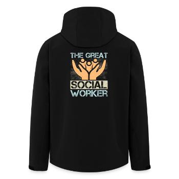 Social Worker Quote The Great Social Work - Recycelte Männer Softshell-Jacke von Stanley/Stella - Schwarz - Hinten - AI Model Male 185 light (185cm)