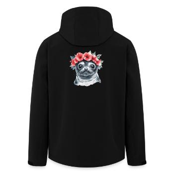 Blumenkranz Seehund - Recycelte Männer Softshell-Jacke von Stanley/Stella - Schwarz - Hinten - AI Model Male 185 light (185cm)