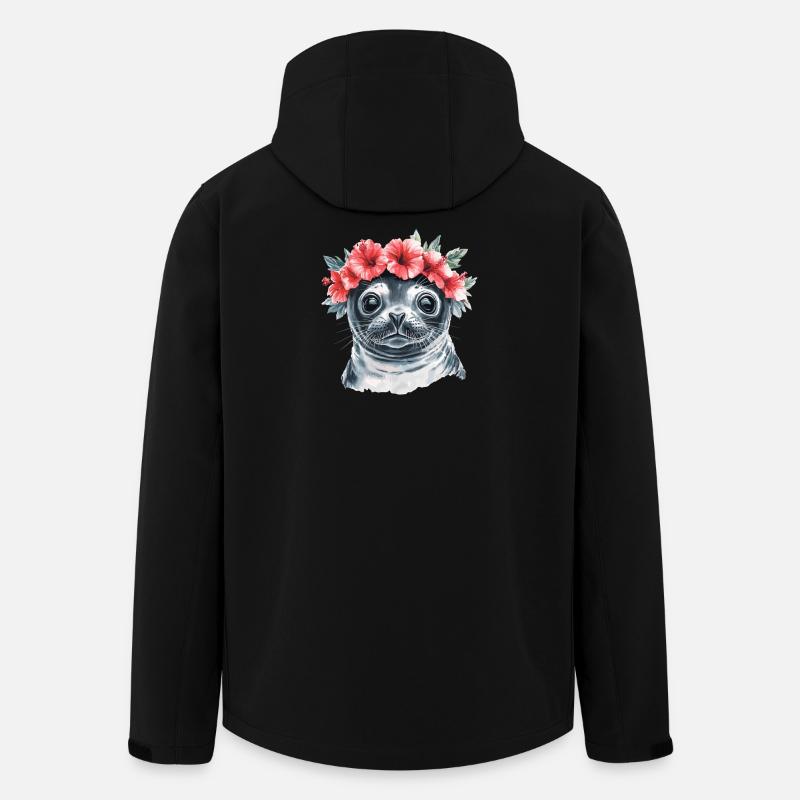Blumenkranz Seehund - Recycelte Männer Softshell-Jacke von Stanley/Stella - Schwarz