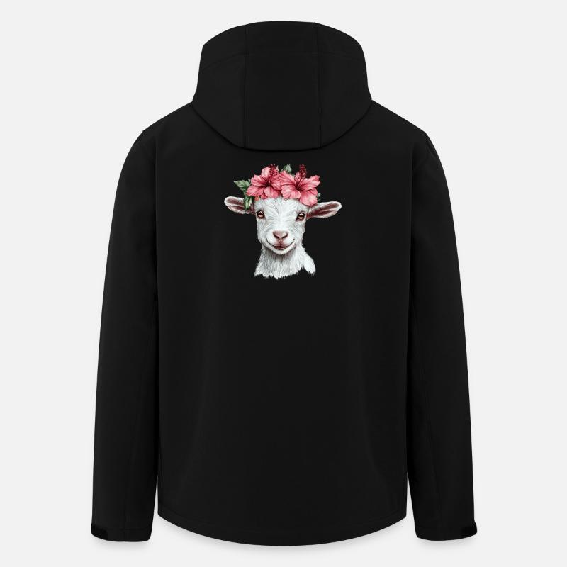Ziege mit Hibiskuskranz - Recycelte Männer Softshell-Jacke von Stanley/Stella - Schwarz