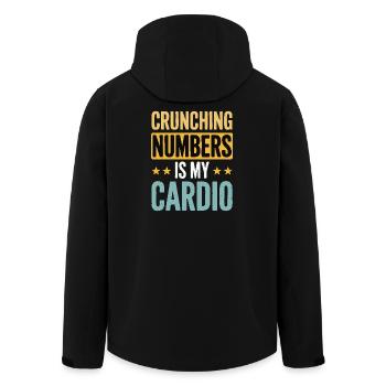 Crunching Numbers - Cardio Finanzhumor - Recycelte Männer Softshell-Jacke von Stanley/Stella - Schwarz - Hinten - AI Model Male 185 light (185cm)