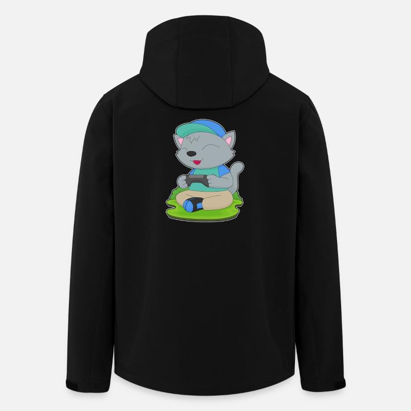 Katze Gamer Controller - Recycelte Männer Softshell-Jacke von Stanley/Stella - Schwarz