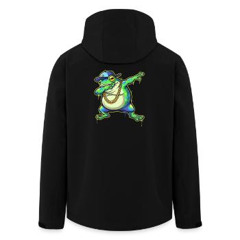 Green Street Frog with Gold Chain Dabbing - Men’s Recycled Softshell Jacket by Stanley/Stella - black - Back - AI Model Male 185 light (185cm)