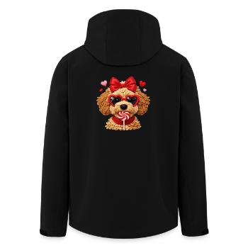 Süßer Liebeshund Mit Herzbrille Und Lolli - Recycelte Männer Softshell-Jacke von Stanley/Stella - Schwarz - Hinten - AI Model Male 185 light (185cm)