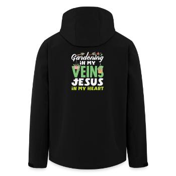 Gardening My Veins Jesus Plant Lover - Men’s Recycled Softshell Jacket by Stanley/Stella - black - Back - AI Model Male 185 light (185cm)