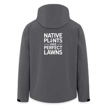 Native Plants Over Perfect Lawns - Men’s Recycled Softshell Jacket by Stanley/Stella - anthracite - Back - AI Model Male 185 light (185cm)