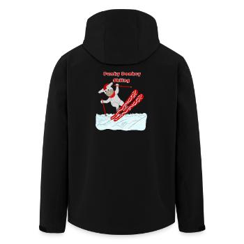 Punker Esel fährt Ski, Comicfigur, Rot, Weiß - Recycelte Männer Softshell-Jacke von Stanley/Stella - Schwarz - Hinten - AI Model Male 185 light (185cm)