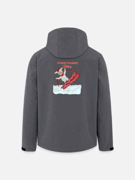 Punker Esel fährt Ski, Comicfigur, Rot, Weiß - Recycelte Männer Softshell-Jacke von Stanley/Stella - Schwarz