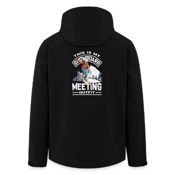 Snowboarding Snowboard Meeting Chairlift - Men’s Recycled Softshell Jacket by Stanley/Stella - black - Back - AI Model Male 185 light (185cm)