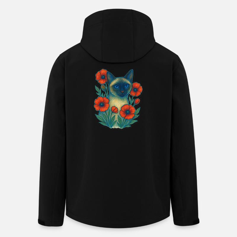 Azure Cat in Poppy Garden - Men’s Recycled Softshell Jacket by Stanley/Stella - black
