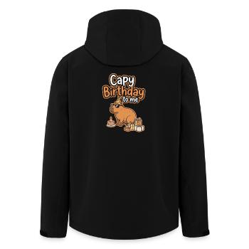Capy Birthday Party Motif - Men’s Recycled Softshell Jacket by Stanley/Stella - black - Back - AI Model Male 185 light (185cm)