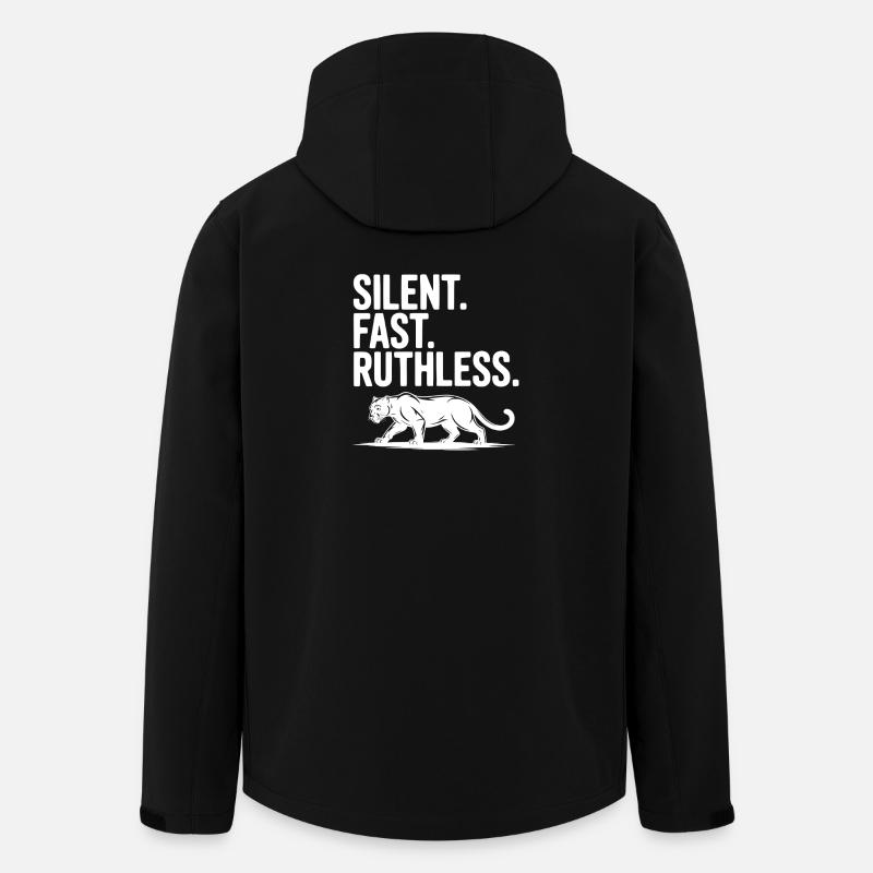 Silencieux. Vite. Impitoyable. - Veste softshell homme en polyester recyclé Stanley/Stella - noir