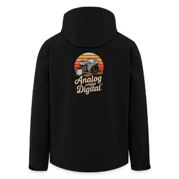 Analog Beats Digital Retro Camera Photography - Men’s Recycled Softshell Jacket by Stanley/Stella - black - Back - AI Model Male 185 light (185cm)