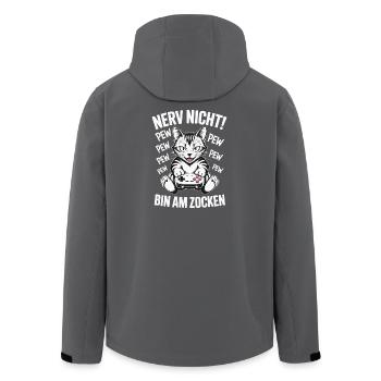 Nerve Not I'm Gambling Gamer Cat Design - Men’s Recycled Softshell Jacket by Stanley/Stella - anthracite - Back - AI Model Male 185 light (185cm)