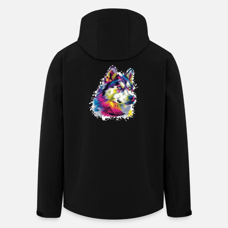 Wolf Tier Art - Recycelte Männer Softshell-Jacke von Stanley/Stella - Schwarz