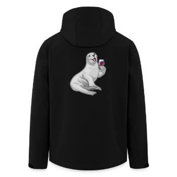 Seehund Rotwein - Recycelte Männer Softshell-Jacke von Stanley/Stella - Schwarz - Hinten - AI Model Male 185 light (185cm)