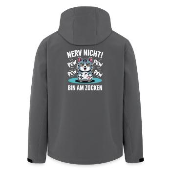 Nerve Not I'm Gambling Gamer Cat Design - Men’s Recycled Softshell Jacket by Stanley/Stella - anthracite - Back - AI Model Male 185 light (185cm)