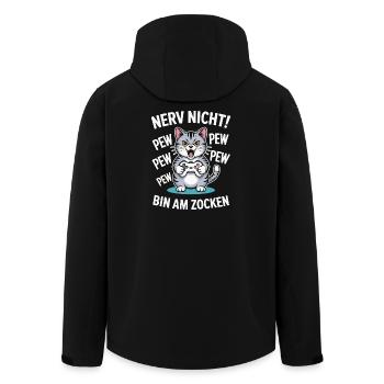 Nerv nicht bin am Zocken Gamer Katze Design - Recycelte Männer Softshell-Jacke von Stanley/Stella - Schwarz - Hinten - AI Model Male 185 light (185cm)