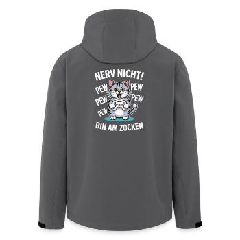Nerve Not I'm Gambling Gamer Cat Design - Men’s Recycled Softshell Jacket by Stanley/Stella - anthracite - Back - AI Model Male 185 light (185cm)