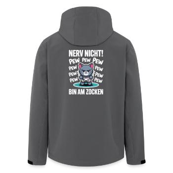 Nerve Not I'm Gambling Gamer Cat Design - Men’s Recycled Softshell Jacket by Stanley/Stella - anthracite - Back - AI Model Male 185 light (185cm)