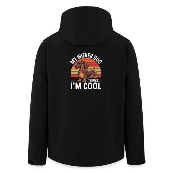 My Wiener Dog Thinks In Cool Funny Dachshund - Men’s Recycled Softshell Jacket by Stanley/Stella - black - Back - AI Model Male 185 light (185cm)