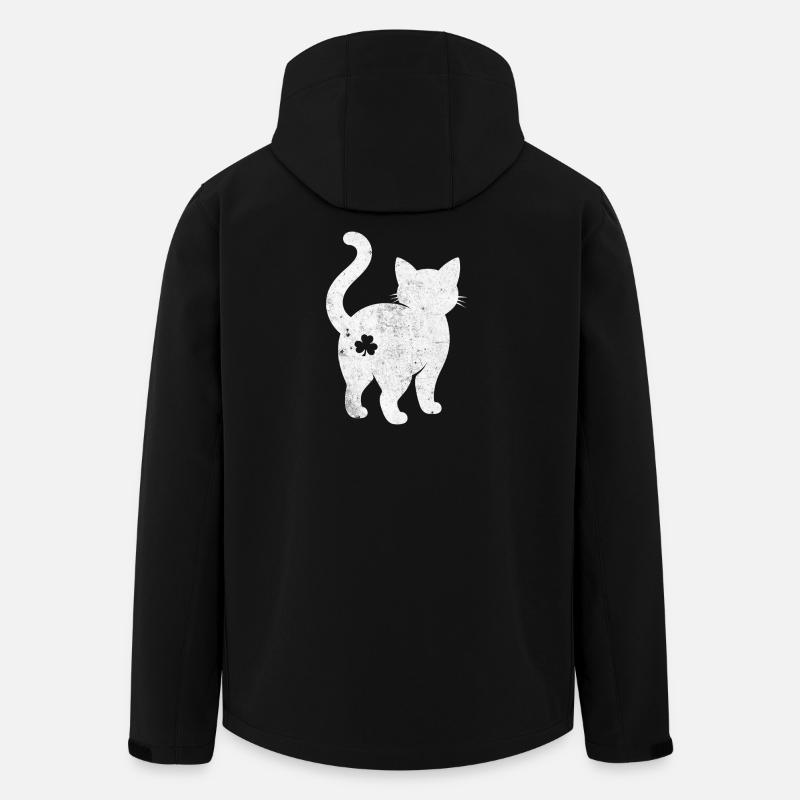 Silhouette de chat avec trèfle - Veste softshell homme en polyester recyclé Stanley/Stella - noir