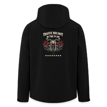Motorrad-verkehrs-humor, Den Fahrer - Recycelte Männer Softshell-Jacke von Stanley/Stella - Schwarz - Hinten - AI Model Male 185 light (185cm)