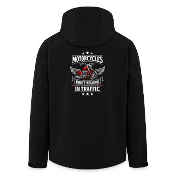 Motorrad-verkehrs-humor, Den Fahrer - Recycelte Männer Softshell-Jacke von Stanley/Stella - Schwarz - Hinten - AI Model Male 185 light (185cm)