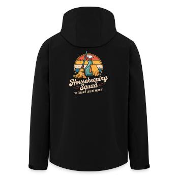 Conception de nettoyage amusante - Veste softshell homme en polyester recyclé Stanley/Stella - noir - Dos - AI Model Male 185 light (185cm)