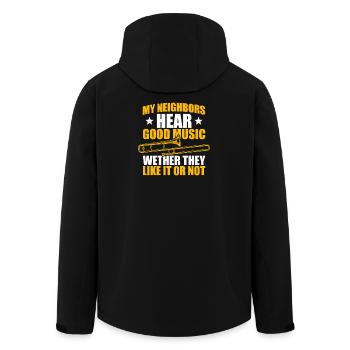 My neighbors Trombone Trombone Player Trombonist - Men’s Recycled Softshell Jacket by Stanley/Stella - black - Back - AI Model Male 185 light (185cm)
