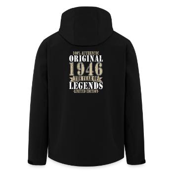 Né en 1946 Anniversaire - Veste softshell homme en polyester recyclé Stanley/Stella - noir - Dos - AI Model Male 185 light (185cm)