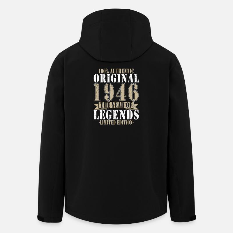 Né en 1946 Anniversaire - Veste softshell homme en polyester recyclé Stanley/Stella - noir