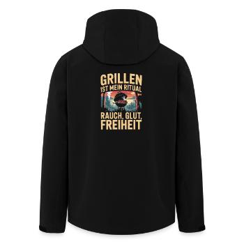 Le grill est mon barbecue rituel smoke embers freedom - Veste softshell homme en polyester recyclé Stanley/Stella - noir - Dos - AI Model Male 185 light (185cm)
